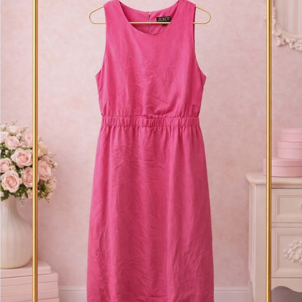 J. Crew Vibrant Pink Midi Dress